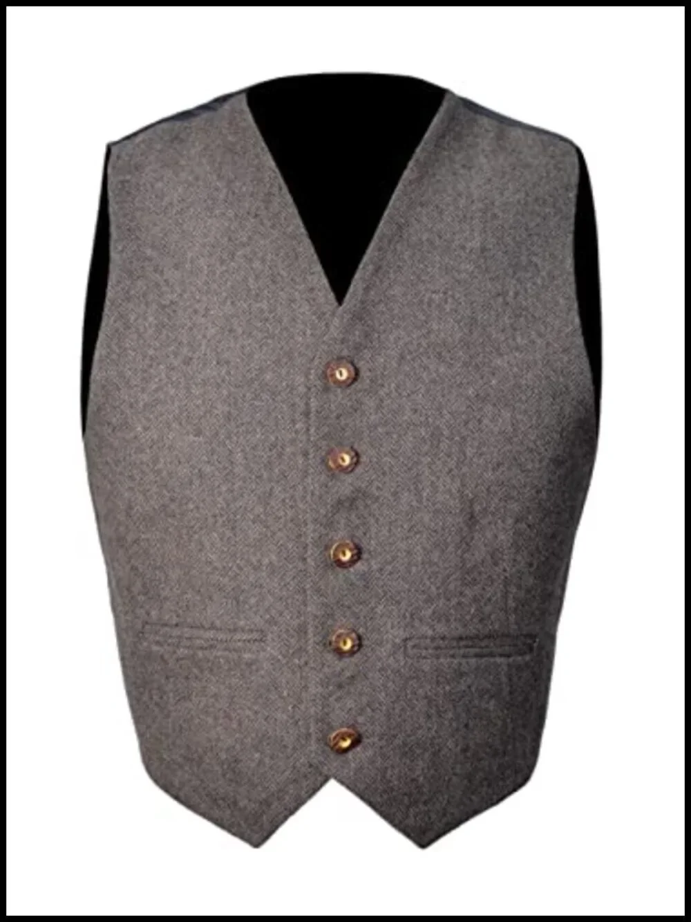 Men's Tweed Vest – 5 Button Woolen Vest, Scottish Kilt Essential